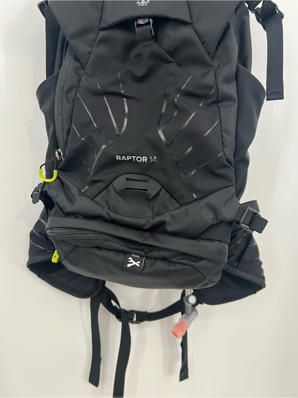 Osprey Raptor 14 Hydration Hiking Backpack - Black with Lime Accents